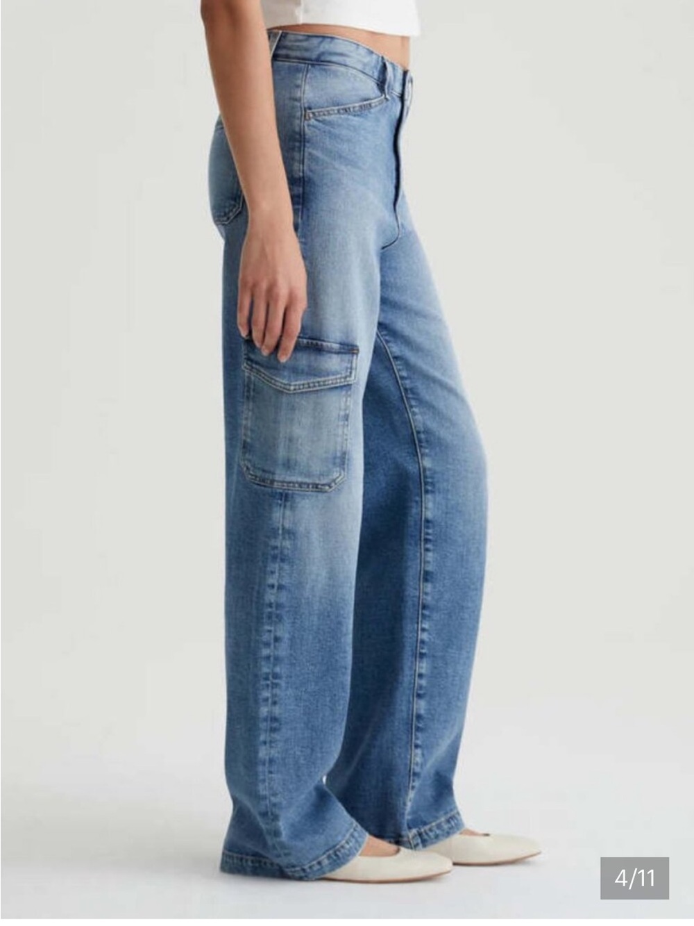 AG Adriano Goldschmied Gatina Wide Leg Cargo Jeans Exile Wash
